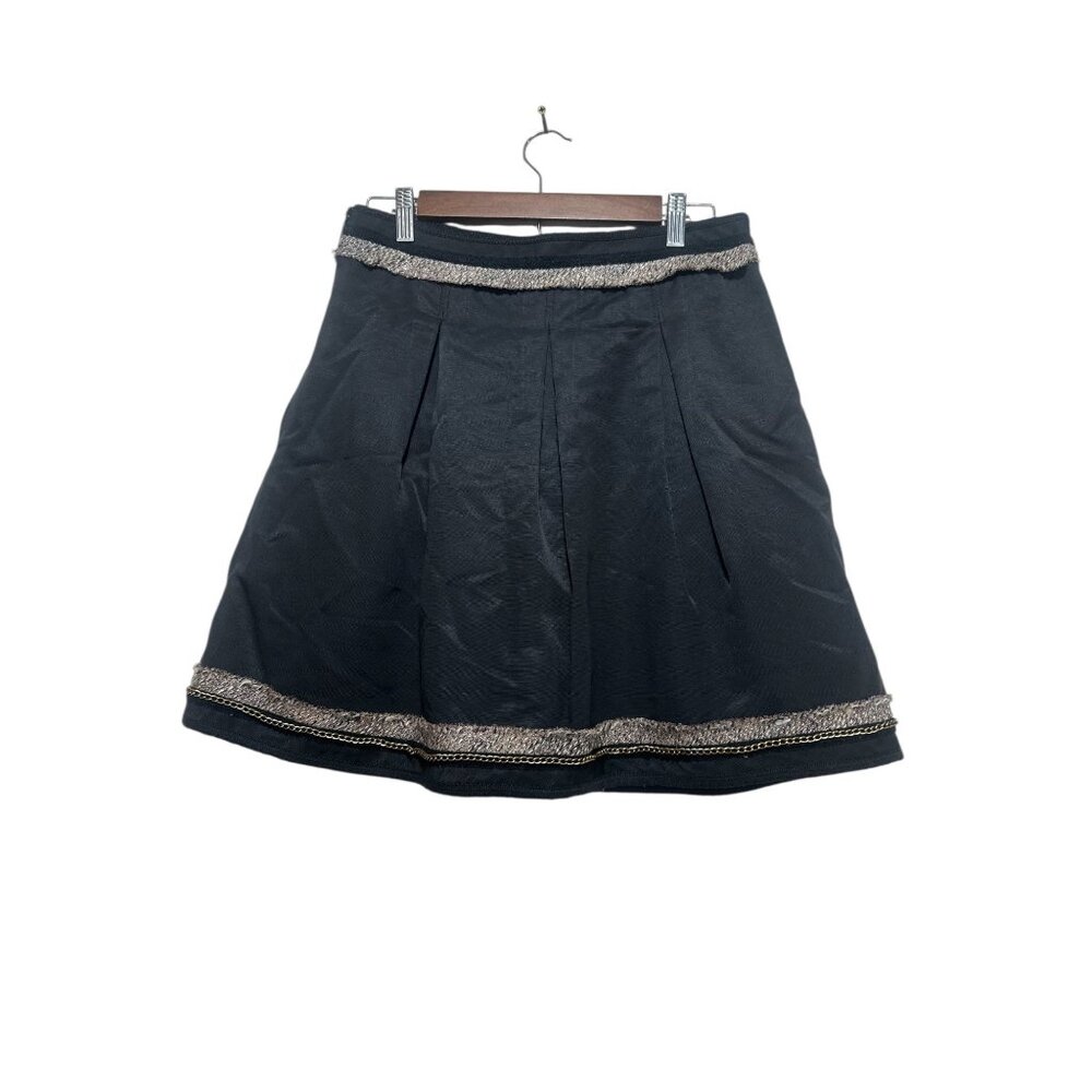 BCBGMAXAZRIA Blazer Skirt Set Women Small Black Chain Tweed Office Academia FLAW - Picture 3 of 16